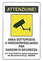 CARTELLI PLAS.AREA VIDEOSORVEG.CM20X30