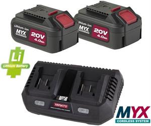 KIT CARICABATT DOPPIO + 2 BATT 20V 4AH