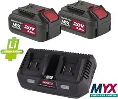 KIT CARICABATT DOPPIO + 2 BATT 20V 4AH