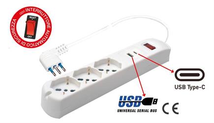 MULTIPRESA 3 USCITE SCH.BIP P40+2P