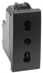 PRESA BIPASSO 2P+T10/16A NERO