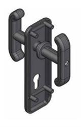 MANIGLIA DOPPIA X BASCUL.C/PLACCA PREF